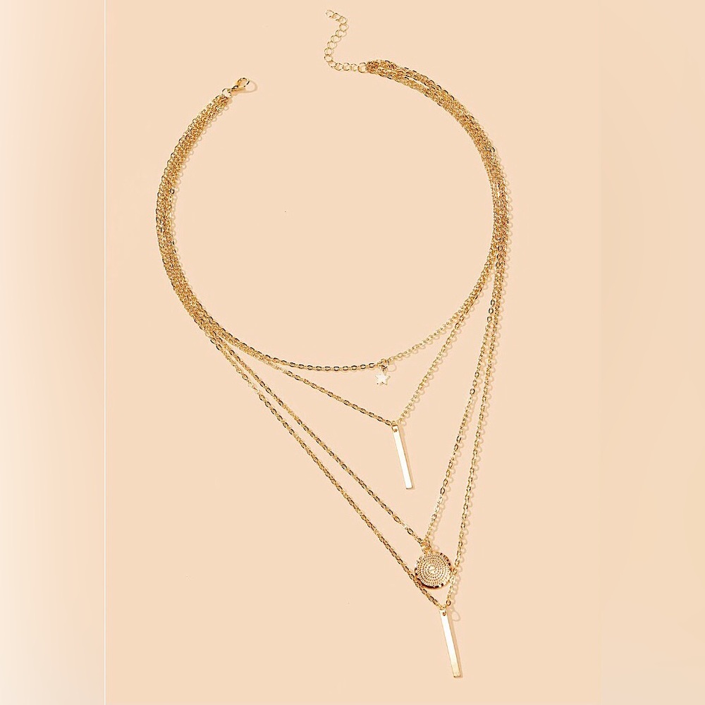 ⚜️[𝟯/$𝟭𝟴]⚜️NEW 4 Layered Star Coin Charms Long Necklace - Picture 6 of 9